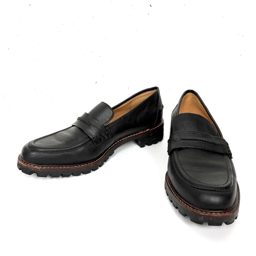 Madewell Womens Corinne Lugsole Classic Penny Loafers True Black Leather Size 7 - Picture 6 of 11
